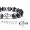 Gray Hawkseye Bead Bracelet Made of Premium Sterling Silver with Cross Charm Natural Stone Gift for Men Size [AWNL] Men's (10mm Stone) 16-17cm