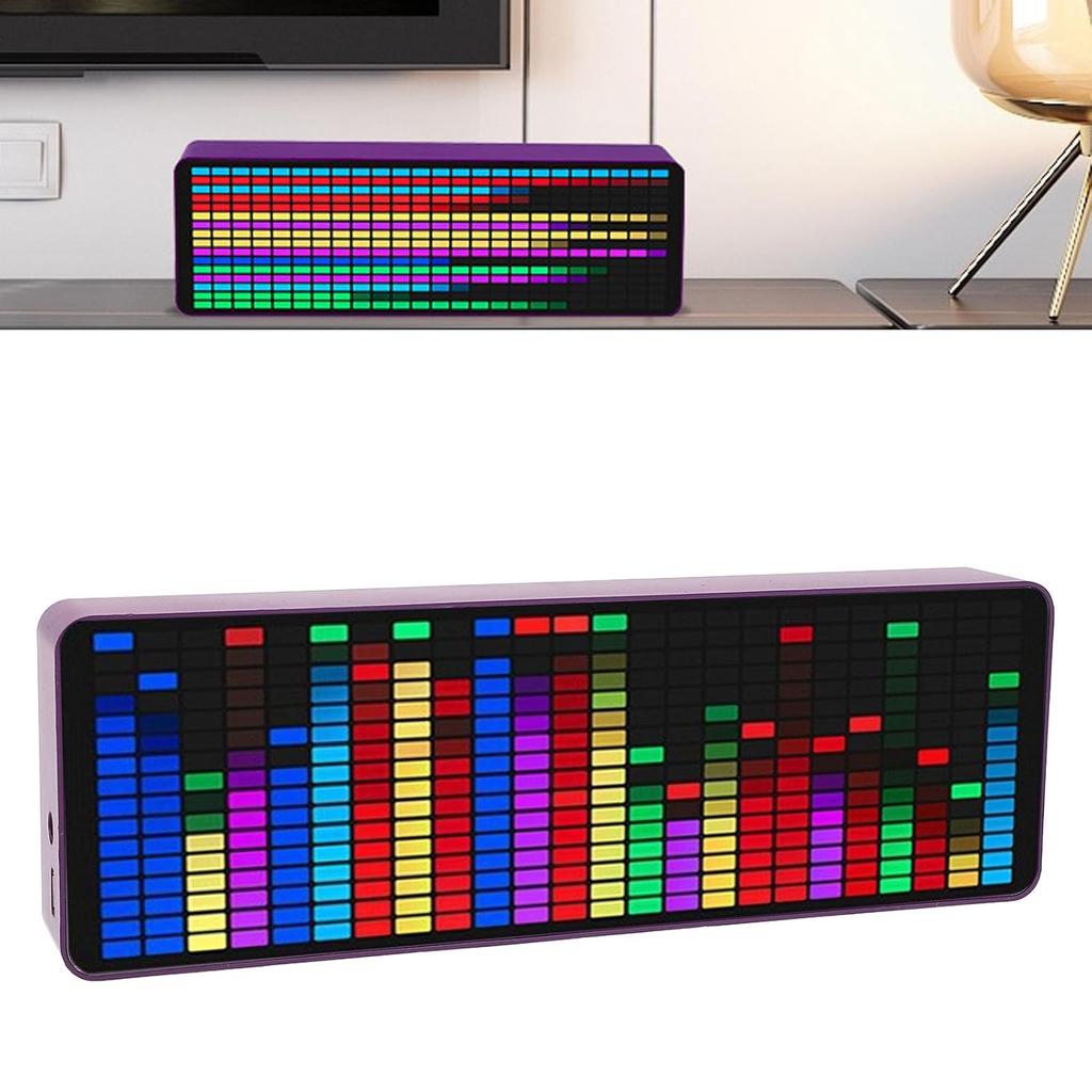 LED Music Spectrum Analyzer, 5VUSB Music Voice Rhythm Spectrum Display, 384 LEDs Clock 20 Dynamic 7 Colors RGB Colorful 1624 Segment Rhythm Light