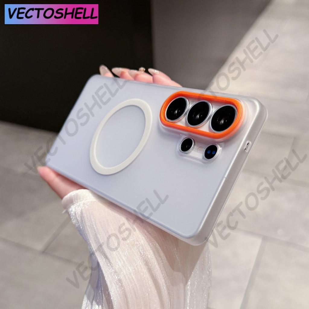 Suitable for Samsung S25 S26 Ultra S26+ Matte Skin Magnetic Phone Case Translucent Matte with Metal Camera Ring Protective Cover