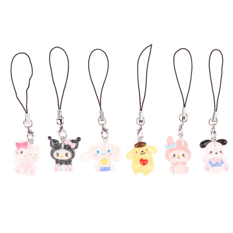 Sanrio Phone Pendant Melody Cinnamoroll Keychain Lanyard Kuromi Bag Charm Hello Kitty Hanging Rope Decoration