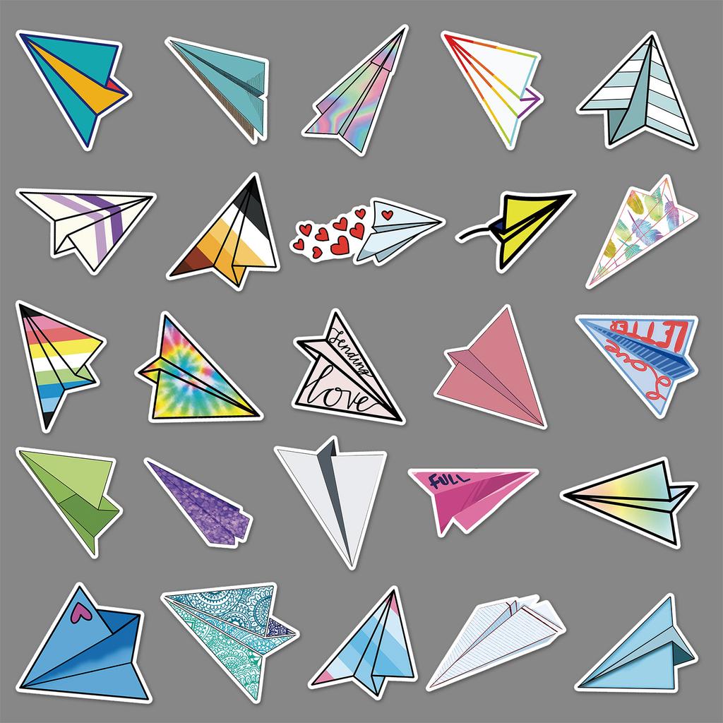 50 Sheets of Paper Airplane Doodle Cartoon Children's Gag Hand Account DIY Skateboard Water Cup Decoration Sticker