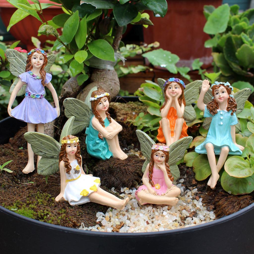 Ensemble de Figurines de Fées en Résine pour Jardin Avec Sculpture et Polissage Pour Décoration Intérieure Cadeau