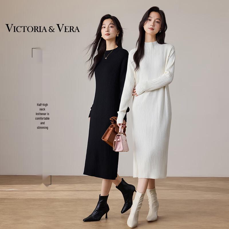 

VICTORIA&VERA Women s Winter Mock Neck Long Sleeve Knit Dress L