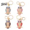 Decorative Owl Keychain Pendant 3D Cartoon Design Sparkling Rhinestones Inlaid