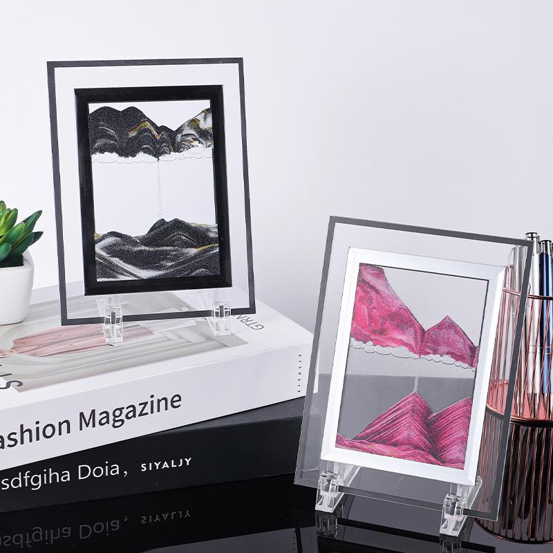 Square Sandscape Moving sand Art Picture Deep Sea Quicksand Craft 3D Hourglass in Motion Flowing Sand Painting Home Decor Gifts