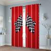 Set Of 2 Curtains Roller Blinds Race Flag Checkered Versatile Polyester Without Rod Decorations Home Ldeal Living Room Made Sitting Window Treatment