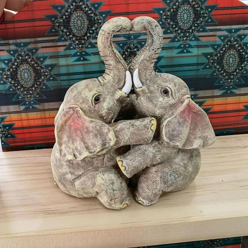 

Resin Crafts Elephant Couple Hug Statue Wedding Anniversary Gift Birthday Home Decoration Creative Love Animal Hug Statue