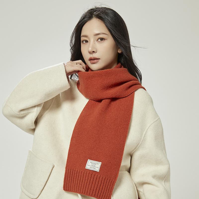 New Year's red autumn and winter warm thickened scarf fashionable simple versatile scarf shawl dual-purpose solid color