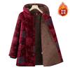 New winter cotton-padded jacket with fleece thermal hooded jacket, old lady cotton-padded jacket long