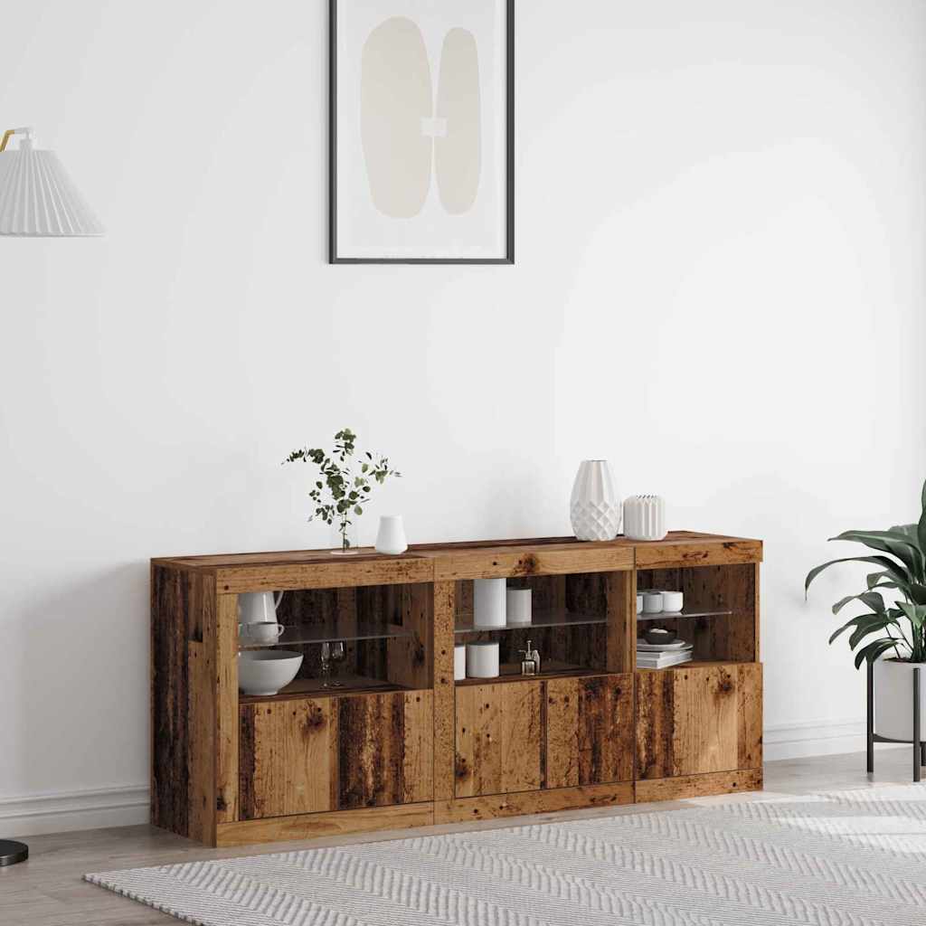 LED Sideboard Reclaimed Wood Look 162 x 37 x 67 cm Particleboard