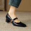 New Casual Beef Tendon Soft Sole Comfortable Women's Single Shoes Wear In All Seasons Women's Shoes Medium Heel Black Square Heel Small Leather Shoes