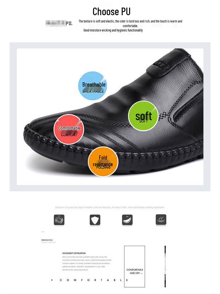 Mocasini Slip-on cu Talpă Moale pentru Bărbați - Pantofi Casual Confortabili din Piele PU