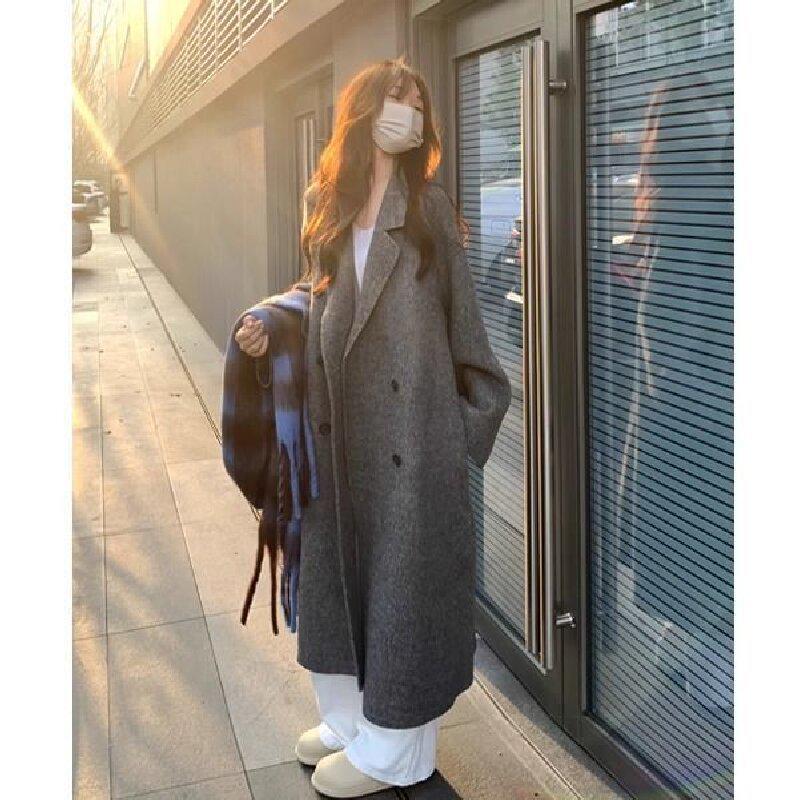 2025 Korean Style Wool Mid-Length Over-the-Knee Coat