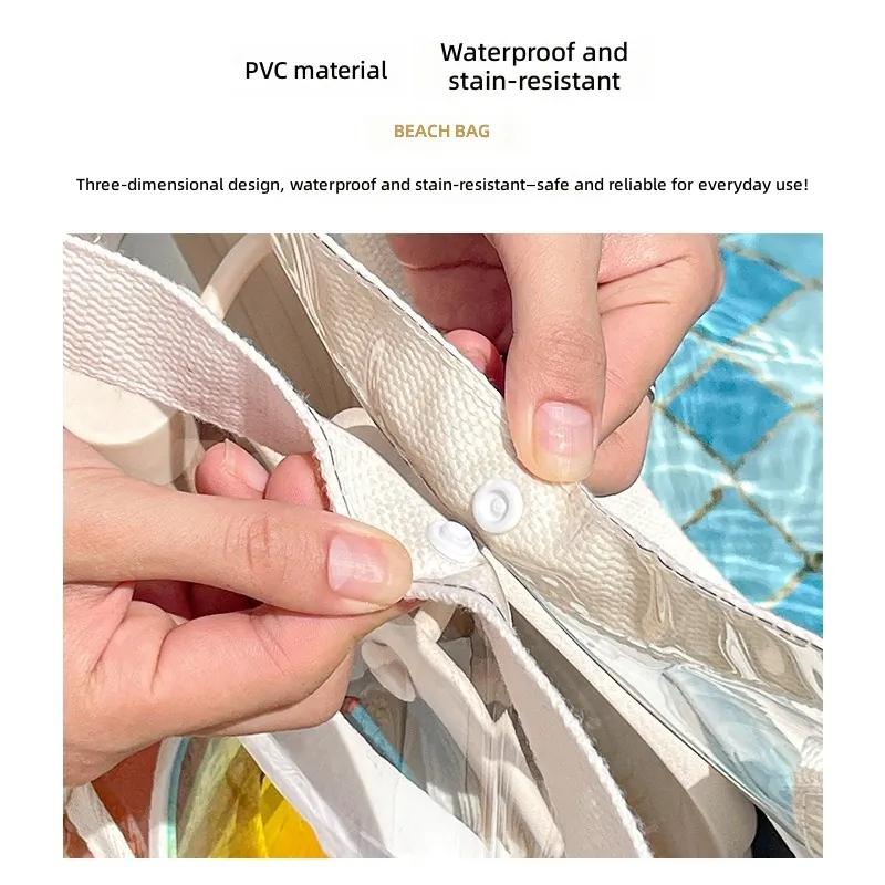 Große durchsichtige Strandtasche Wasserdichte PVC Schwimmtasche für Sommer Outdoor Reisen Kosmetik Toilettenartikel Aufbewahrung