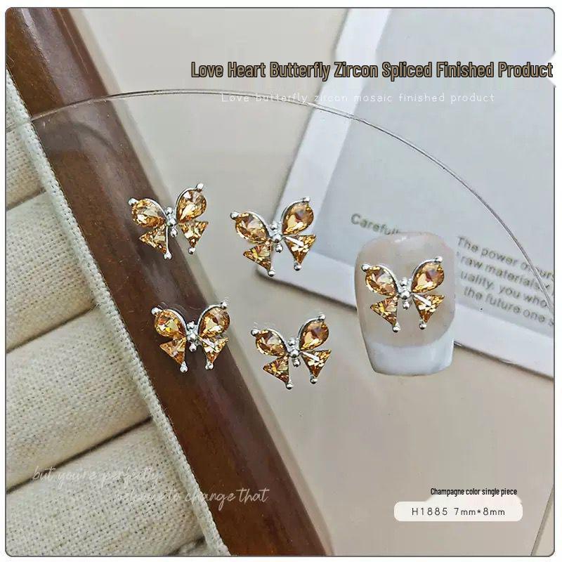 Fertige Maniküre Liebe: Glänzende Strass Schmetterling & Zirkon Nailart Dekorationen