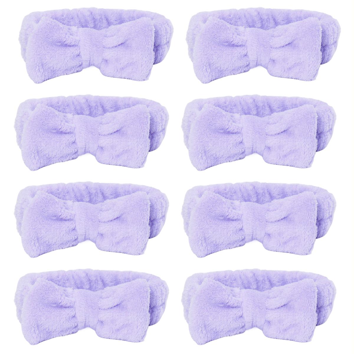 

8pcs soft and high elasticity SPA headband with bow design, suitable for washing face and makeup,Special for real hair wigs