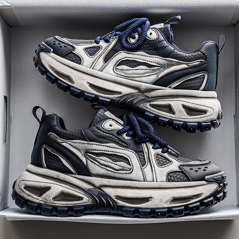 Autumn and winter thick-soled heightening dad shoes student tide leisure sports running shoes low-top leather surface