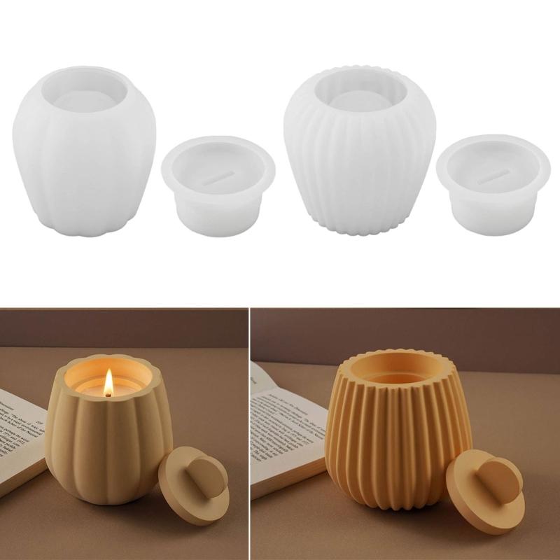 Striped Jar Candle Holder Resin Molds Tray Silicone Molds Resin Epoxy Ornaments Casting Mold for DIY Candlestick Jewelry