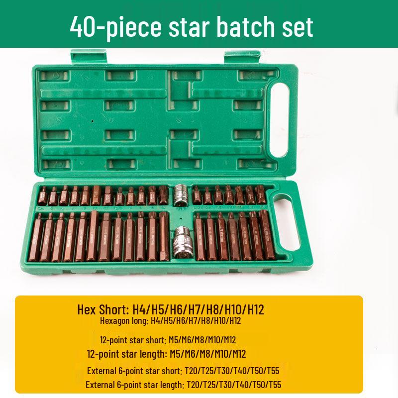 60-Piece Spline Socket Wrench Set: 12-Point Star & Torx Bits for Auto Repair