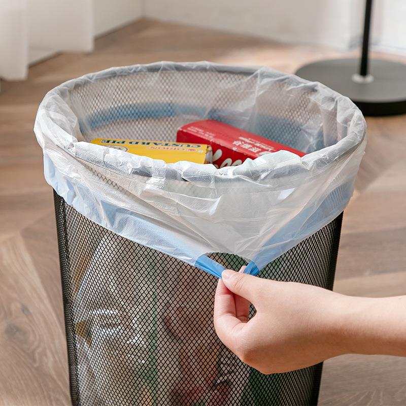 Drawstring Thickened White Garbage Bags - Large, Break-Point Design for Kitchen and Dorm Use