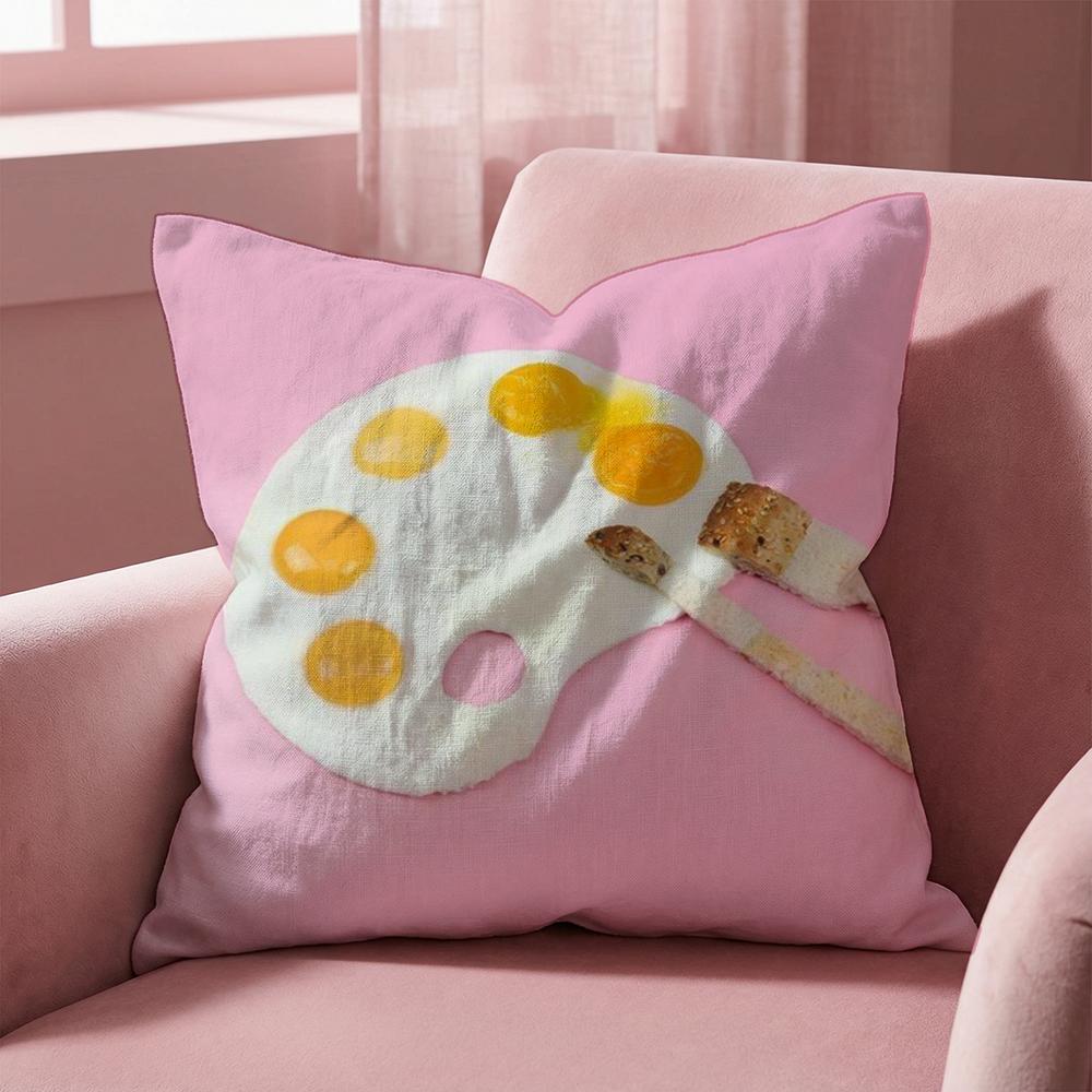 Funny Food Fried Egg Cushion Cover Multi-Scene Pillow Cover for Home & Car - Reversible, Soft & Durable for Daily Use