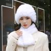 2024 New Winter Hat Women's Rabbit Hair Warm Ear Protection Pineapple Hat Dome Fashion Versatile Mom Hat Set