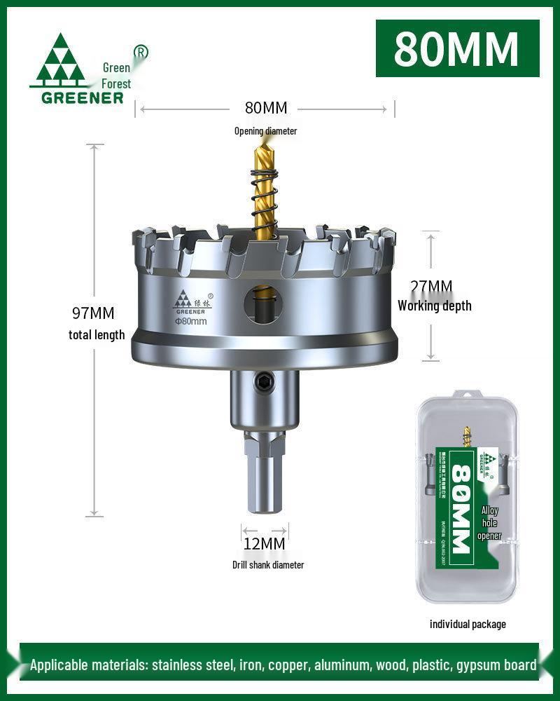 Green Forest Stainless Steel Hole Saw for Metal, Wood, and Aluminum Drilling