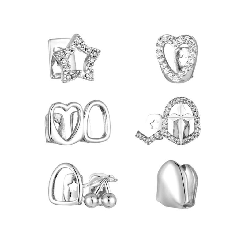 Fashionable Metal Fang Grillzs Hollow Teeth Jewelry Copper Texture Dental Accessory Suitable for Parties and Event