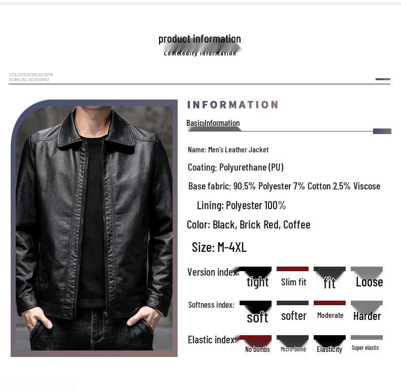 Herren PU-Leder Stehkragen Jacke - Weich, Vielseitig, Leichter Business Casual Mantel für Herbst und Winter