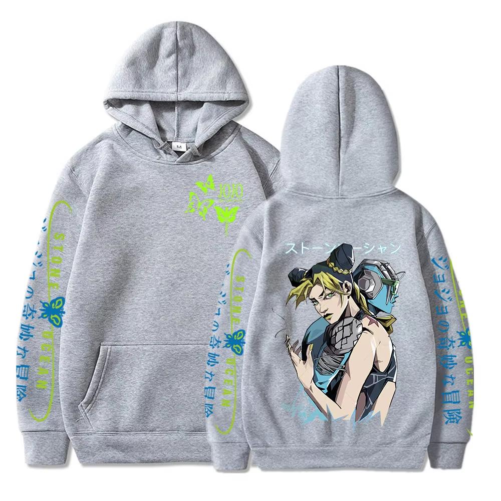 Anime JoJo Bizarre Adventure Stone Ocean Hoodie Jolyne Cujoh Print Hooded Men Women Hoodies Harajuku Streetwear Male Sweatshirt