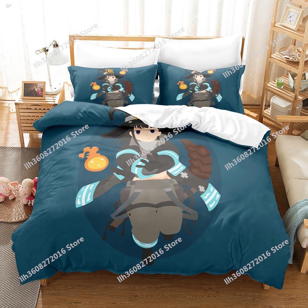 Fire Force Bedding Set Single Twin Full Queen King Size Bed Set Adult Kid Bedroom Three-Piece Suits 3D Print Anime Bed Shee