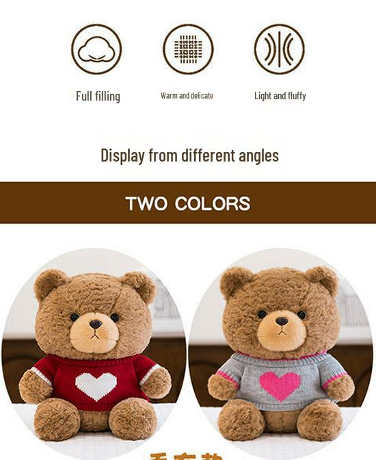 Cute Soft Sweater Bear Plush Toy - Children's Cozy Sleeping Pillow & Cuddly Doll