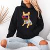 Dog Womens Hoodie Sunglasses French Bulldog Funny Cute Animal Lover Gift