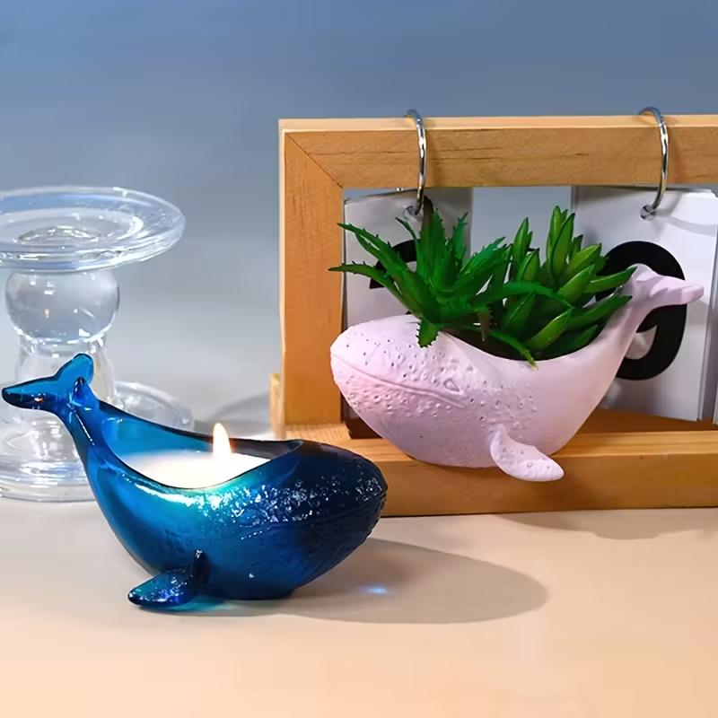 3d Whale Flower Pot Silicone Mold Diy Candle Cup Craft Storage Can Resin Cement Home Decoration Drop Glue Mold Christmas