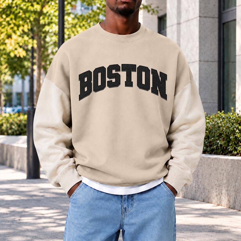 Men's Fashion Crewneck Sweatshirt, Casual Pullover Top for Everyday Wear