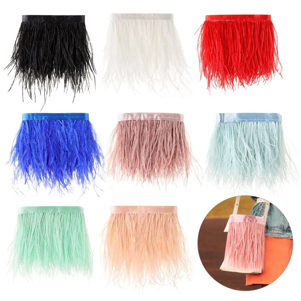 Decoration DIY Wedding Dress Crafts Accessories 8-10 CM Wide Ostrich Feathers Trim Plumes Ribbon Selvage 1 Meter Long