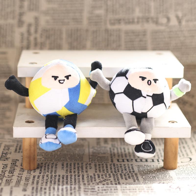 1Pcs Kawaii Football Plush Bag Pendant Cute Volleyball Plush Toy Keychain Cartoon Stuffed Doll Backpack Decoration