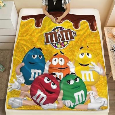1 Stück M&M's gemusterte Flanelldecke Geeignet für alle Jahreszeiten für Heimdekoration Wärme und Komfort Geschenke Feiertagsgeschenk