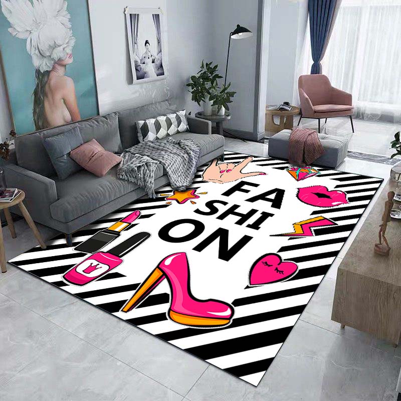 Fashion Beauty Lipstick High Heels Pattern Floor Rug 15 Sizes Living Room Bedroom Bedside Bathroom Floor Mat Area Rug Home Decor