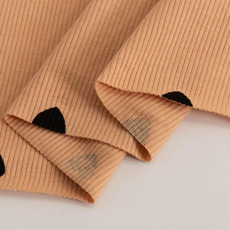 Heart Printed Sewing Material Rib Cotton Spandex Fabric For Summer Girl's Dress and Tops T-shirt 45x135cm YHTJ0016