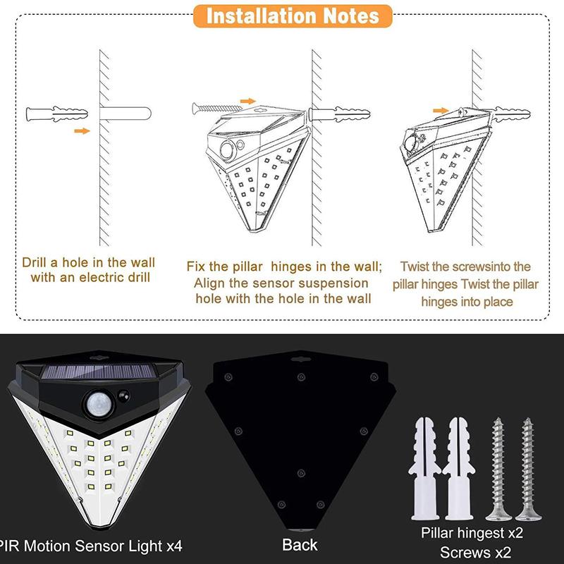 Super Bright LED Solar Light Outdoor IP64 Waterproof 3 Modes Solar Street Lamp Human Induction Solar Garden Decorative Lights