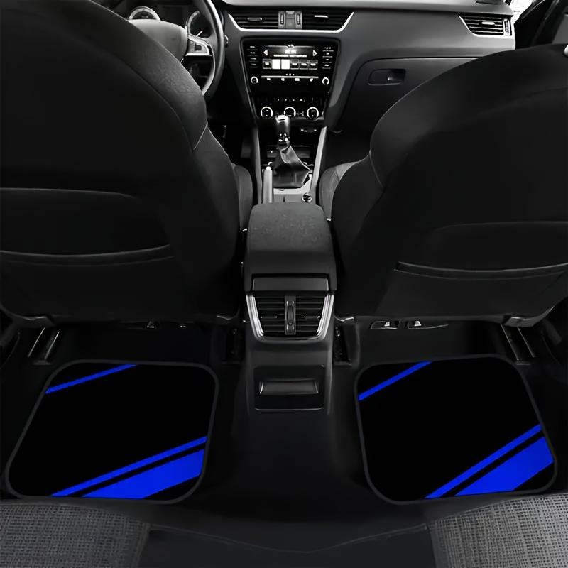 4Pcs Car Floor Mats with Blue Stripe Design- universal - simple and generous, racing style perfect gift for men and women!