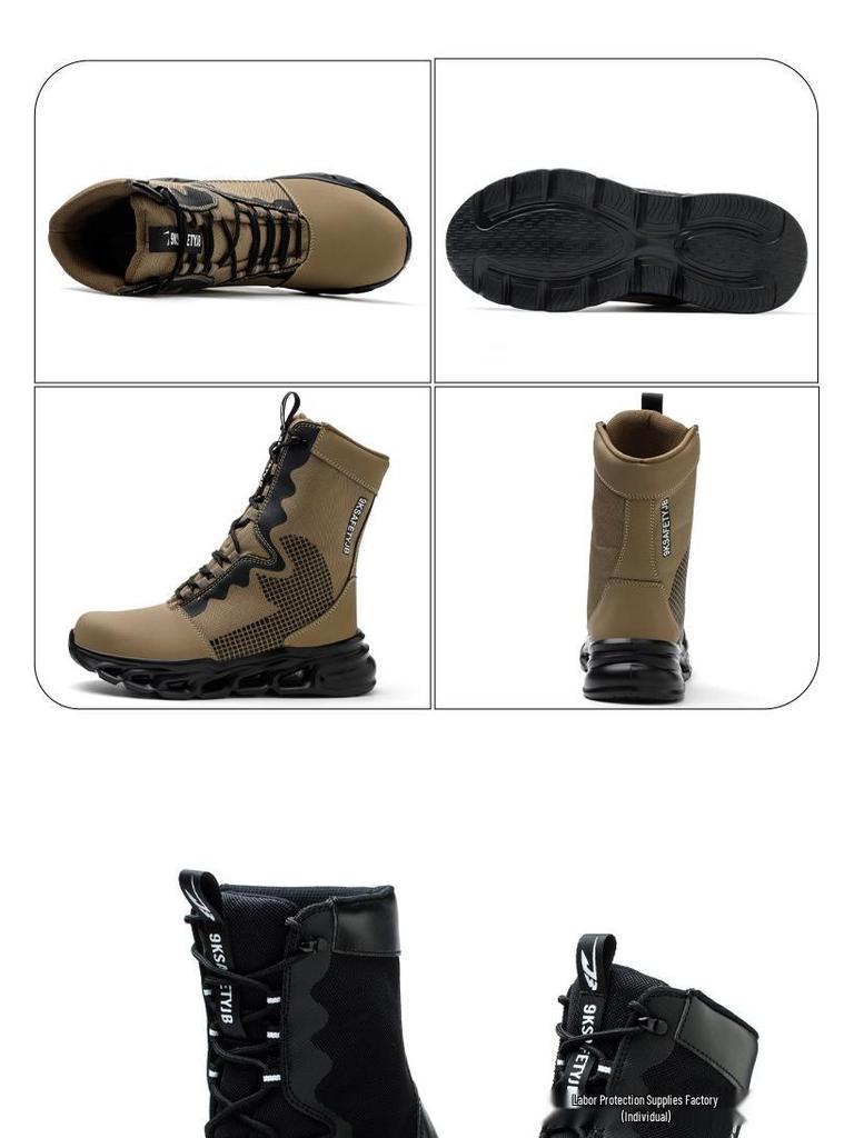 Men's Steel Toe Safety Shoes: High-Top, Ankle Support, Anti-Smash, Puncture-Resistant, Comfortable, Wear-Resistant