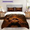 Epic Warrior Ascends Flames Bedding (1 * duvet cover + 2 * pillowcase, without core) 2D Flat Duvet cover and pillowcase Soft and comfortable