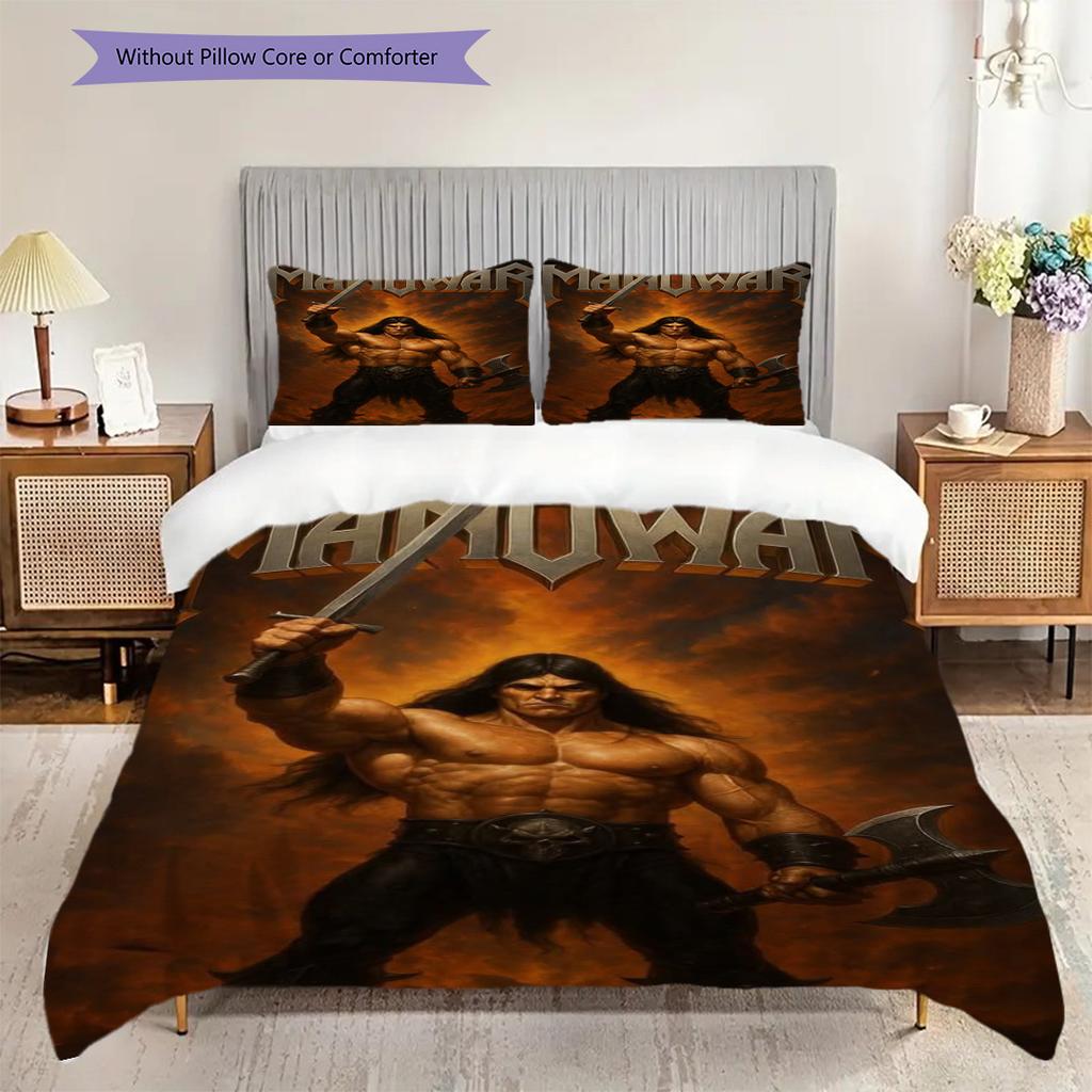 Epic Warrior Ascends Flames Bedding (1 * duvet cover + 2 * pillowcase, without core) 2D Flat Duvet cover and pillowcase Soft and comfortable