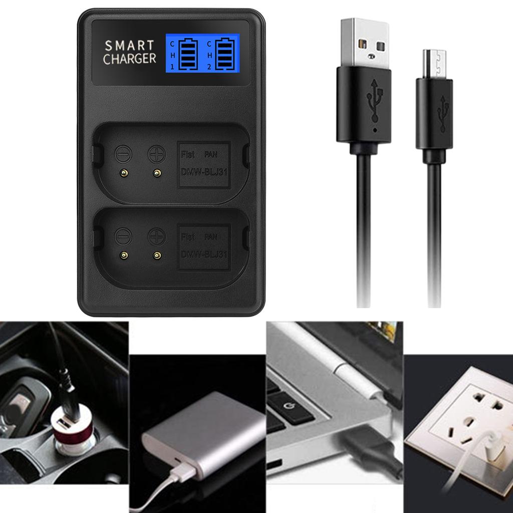 Slim Battery LCD Micro USB Charger Reliable Charging Accessory for Panasonic LUMIX DC-S1 DC-S1M Battery Charging Base