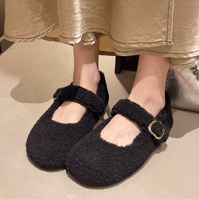 Mao Mao Shoes Women's Winter Wear Temperament Women's Velvet Mary Jane Shoes Flat Cotton Shoes