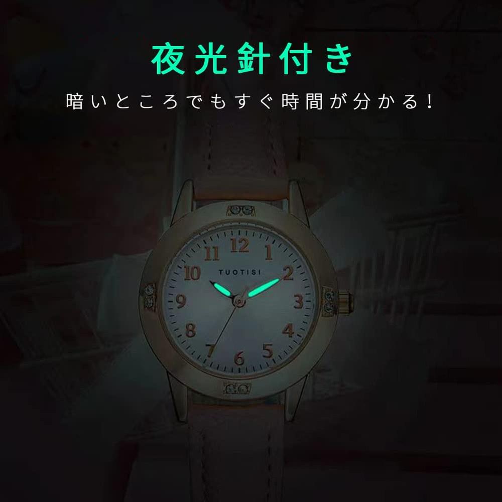 TUOTISI Girls Quartz Watch Round Face Arabic Numerals Analog Water-Resistant Pink Ladies Cute Student