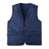 Men's Vest Outerwear Denim Waistcoat Deep Blue Color Sleeveless Jacket Multi-pocket Trucker Biker Jeans Jacket Waistcoat Gilet