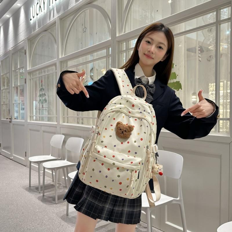 High Value Small Fresh Floral Girl Student Backpacks College Style Large Capacity Nylon Schoolbag College Students Teenagers Going Out Travel Rucksack